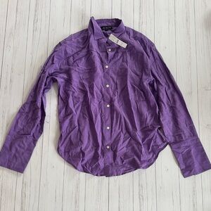 NWT J. Crew Purple Long-Sleeve Button-Up Shirt
